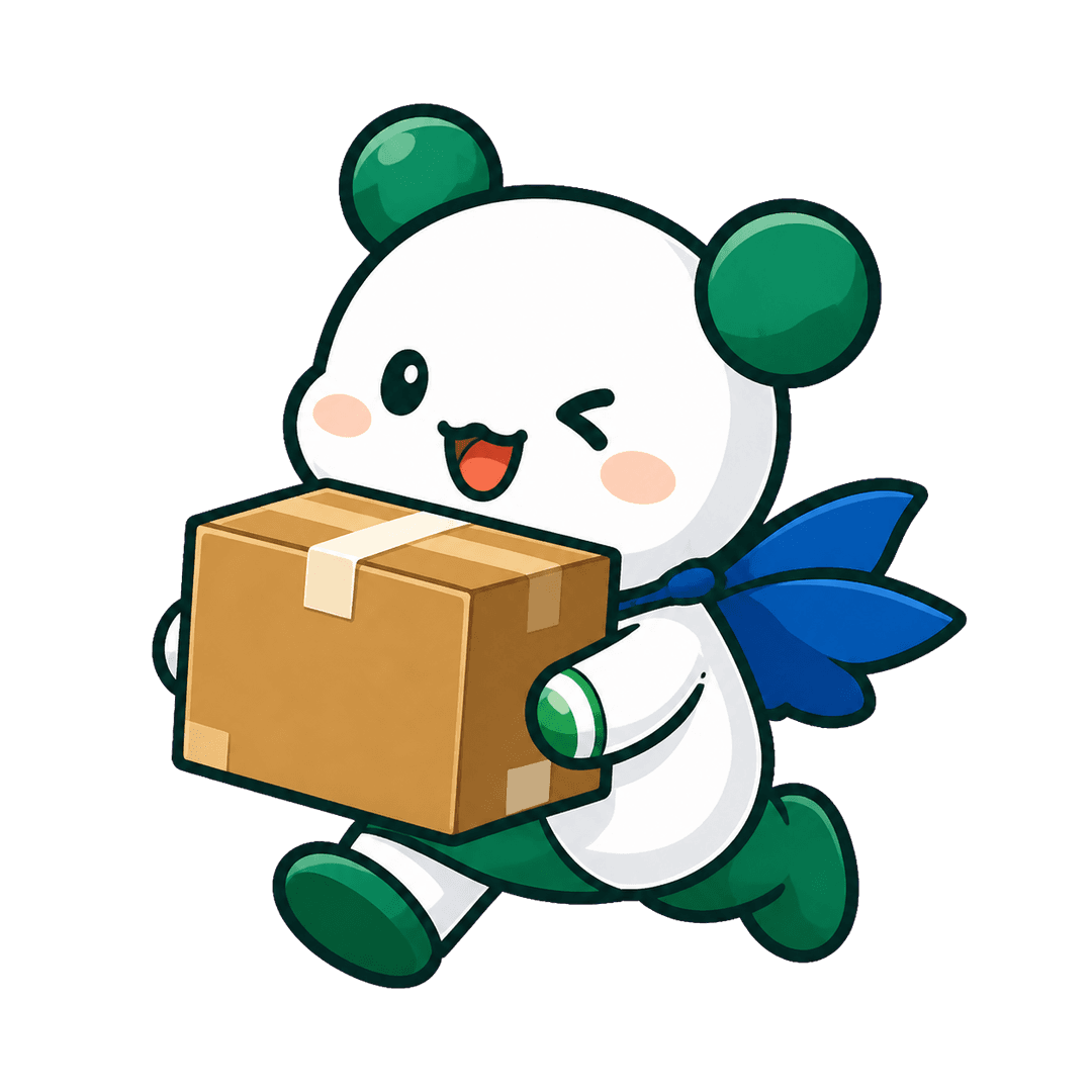 BOXを届けるパンダの案内役
